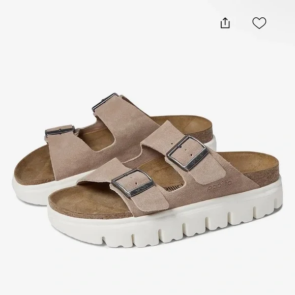 NWT Papillio by Birkenstock Women’s Arizona Chunky Platform Sandal in Warm Sand - Picture 1 of 8